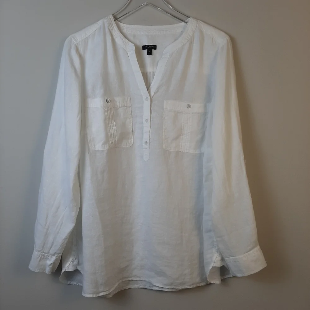 Talbots white linen